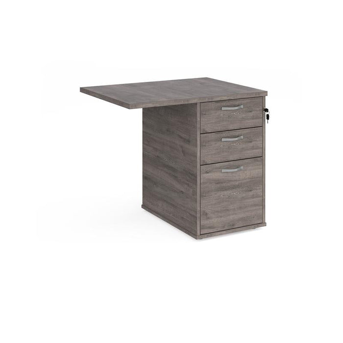 Desk high 3 drawer pedestal 600mm deep with 800mm flyover top Wooden Storage Dams Grey Oak 