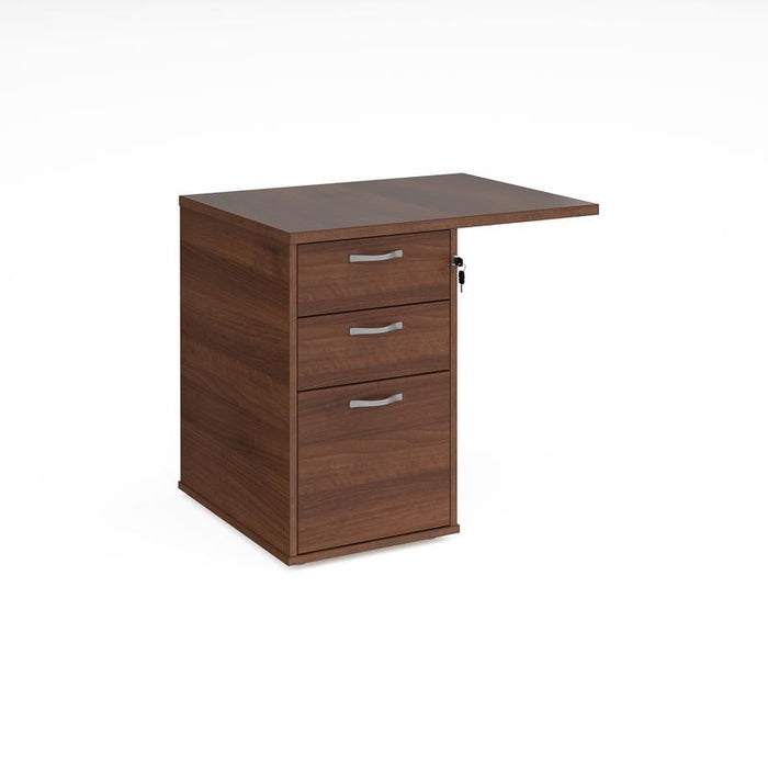 Desk high 3 drawer pedestal 600mm deep with 800mm flyover top Wooden Storage Dams Walnut 
