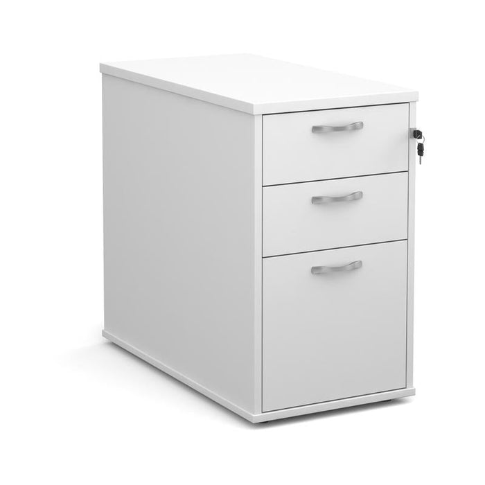Desk high 3 drawer pedestal with silver handles 800mm deep Wooden Storage Dams White 