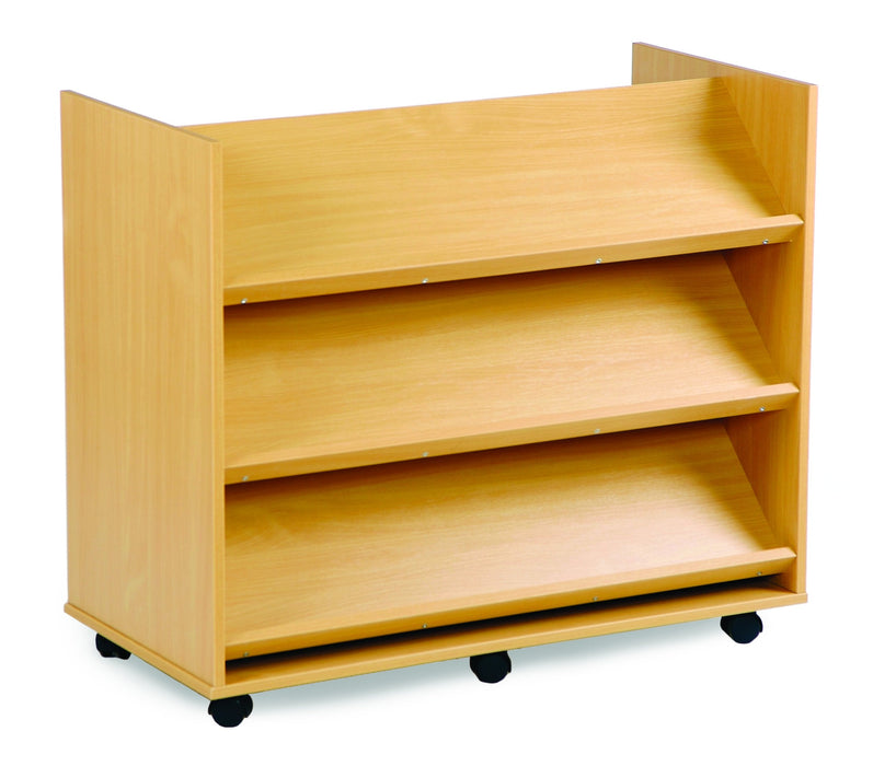 Double sided Library Unit with 3 angled shelves Book Storage Monach 