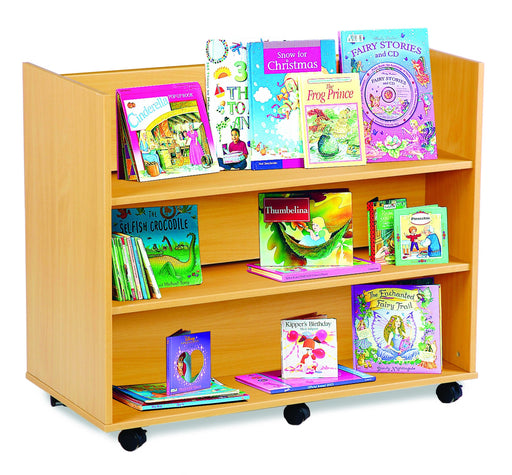 Double sided Library Unit with 3 horizontal shelves Book Storage Monach 
