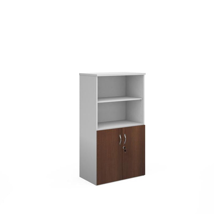 Duo combination unit with open top 1440mm high with 3 shelves Wooden Storage Dams White/Walnut 