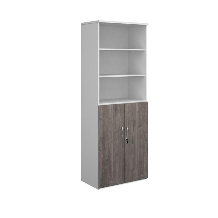 Duo combination unit with open top 2140mm high with 5 shelves Wooden Storage Dams White/Grey Oak 