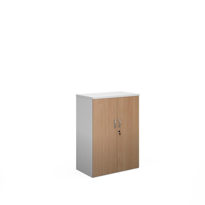 Duo double door cupboard 1090mm high with 2 shelves Wooden Storage Dams White/Beech 