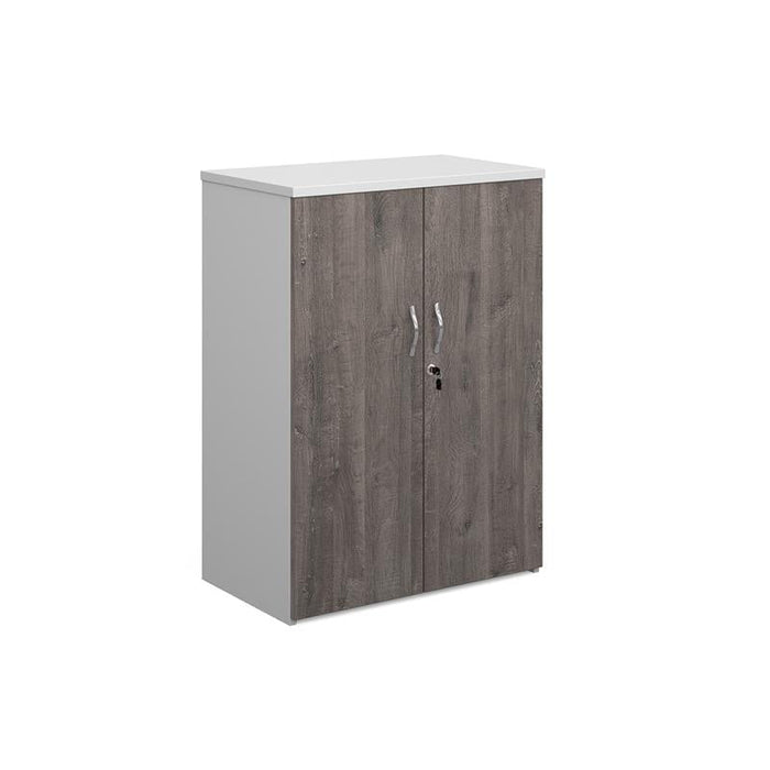 Duo double door cupboard 1090mm high with 2 shelves Wooden Storage Dams White/Grey Oak 