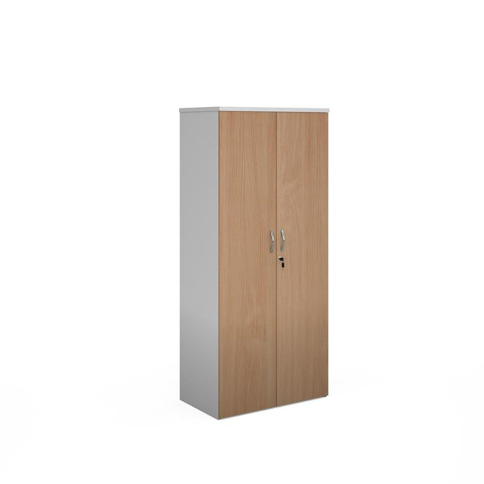 Duo double door cupboard 1790mm high with 4 shelves Wooden Storage Dams White/Beech 