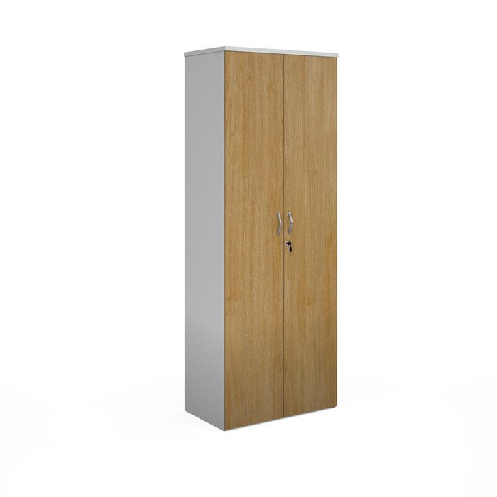 Duo double door cupboard 2140mm high with 5 shelves Wooden Storage Dams White/Oak 