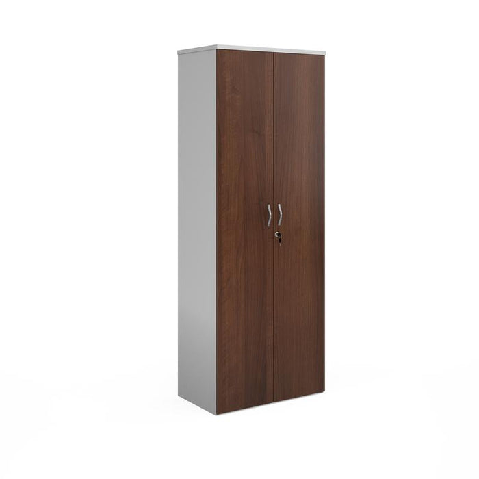 Duo double door cupboard 2140mm high with 5 shelves Wooden Storage Dams White/Walnut 