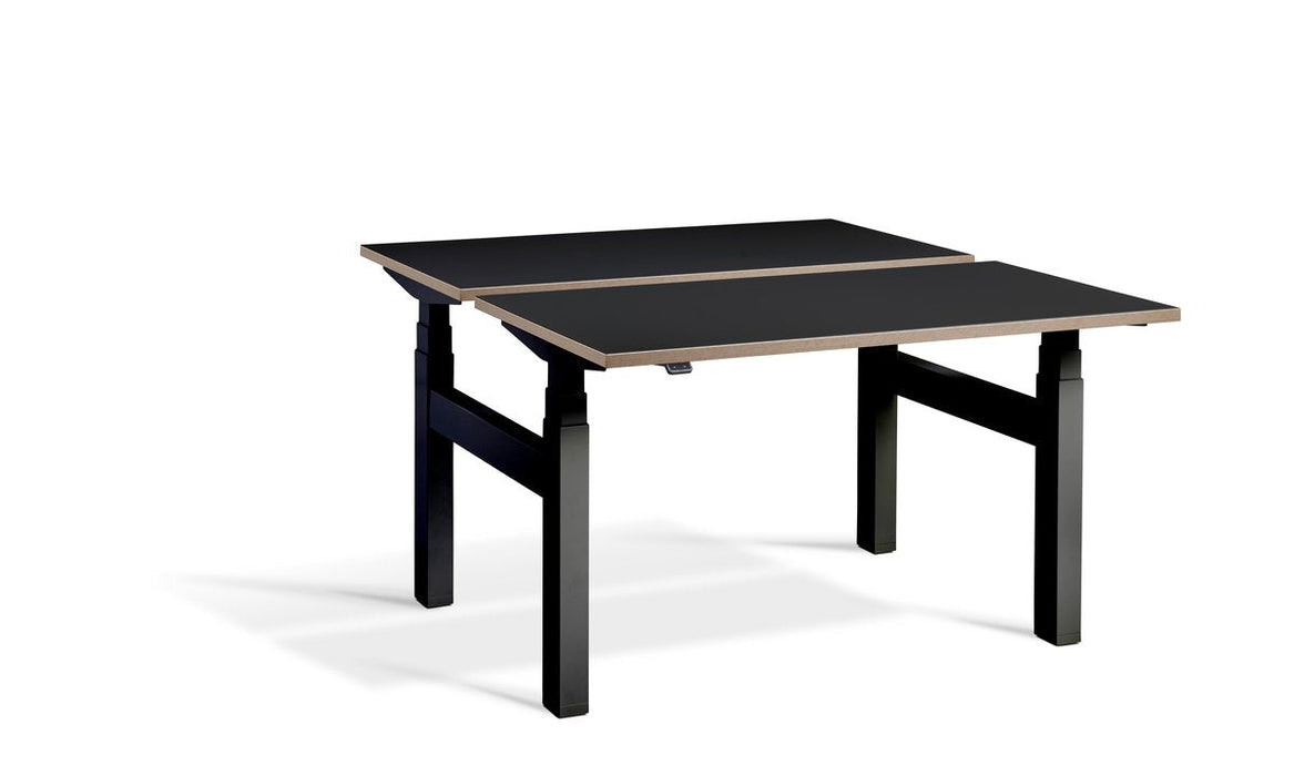 Duo Height Adjustable Bench System Desking Lavoro 1200 x 800 Black Black Ply Edge