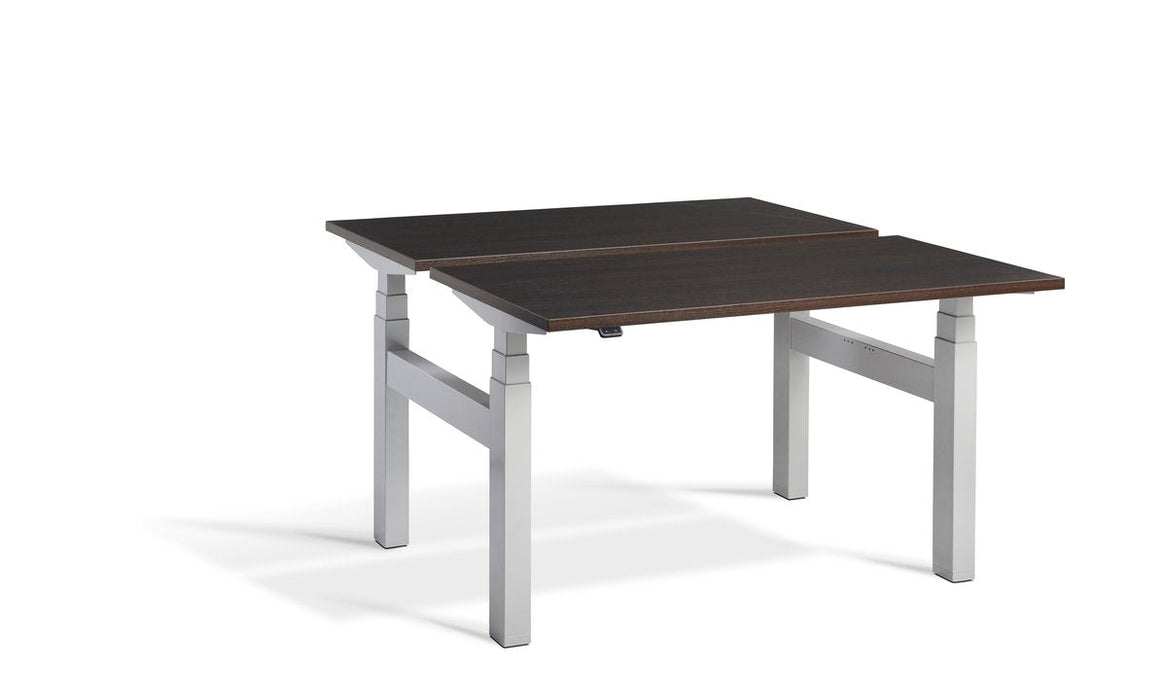 Duo Height Adjustable Bench System Desking Lavoro 1200 x 800 Silver Wenge