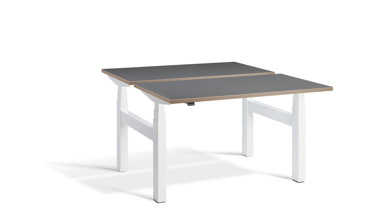 Duo Height Adjustable Bench System Desking Lavoro 1200 x 800 White Graphite Ply Edge