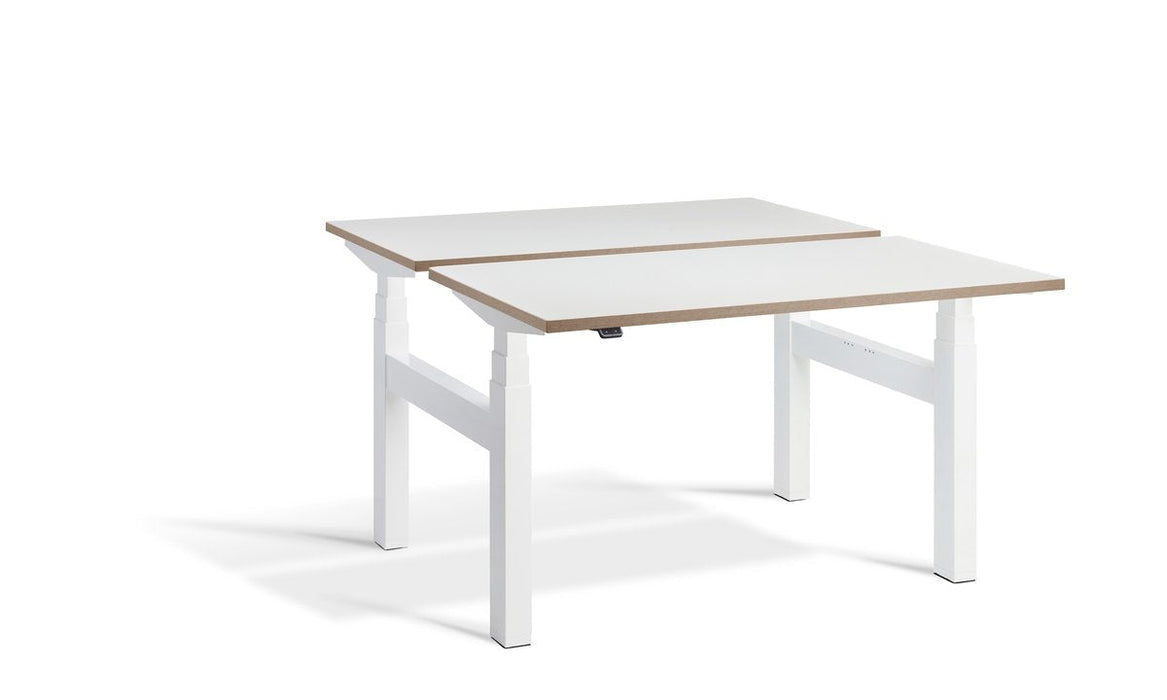 Duo Height Adjustable Bench System Desking Lavoro 1200 x 800 White White Ply Edge