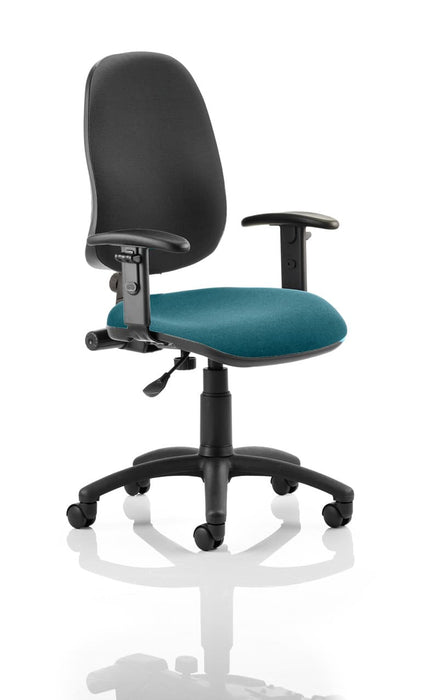 Eclipse Plus I Operator Chair Task and Operator Dynamic Office Solutions Bespoke Maringa Teal Black With Height Adjustable Arms