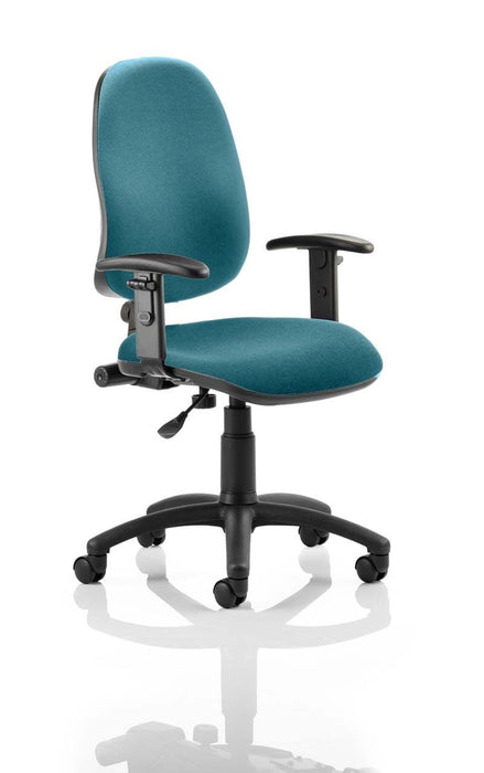 Eclipse Plus I Operator Chair Task and Operator Dynamic Office Solutions Bespoke Maringa Teal Matching Bespoke Colour With Height Adjustable Arms