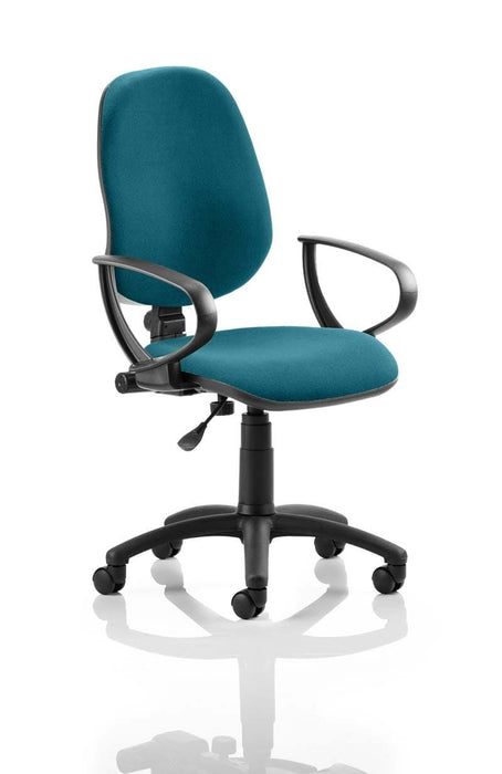 Eclipse Plus I Operator Chair Task and Operator Dynamic Office Solutions Bespoke Maringa Teal Matching Bespoke Colour With Loop Arms