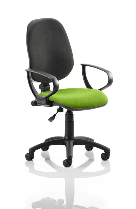 Eclipse Plus I Operator Chair Task and Operator Dynamic Office Solutions Bespoke Myrrh Green Black With Loop Arms