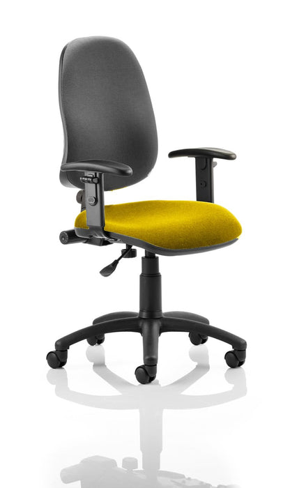 Eclipse Plus I Operator Chair Task and Operator Dynamic Office Solutions Bespoke Senna Yellow Black With Height Adjustable Arms