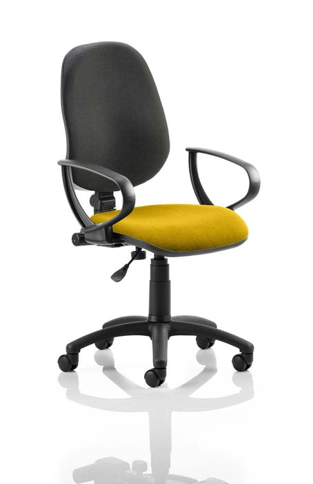 Eclipse Plus I Operator Chair Task and Operator Dynamic Office Solutions Bespoke Senna Yellow Black With Loop Arms