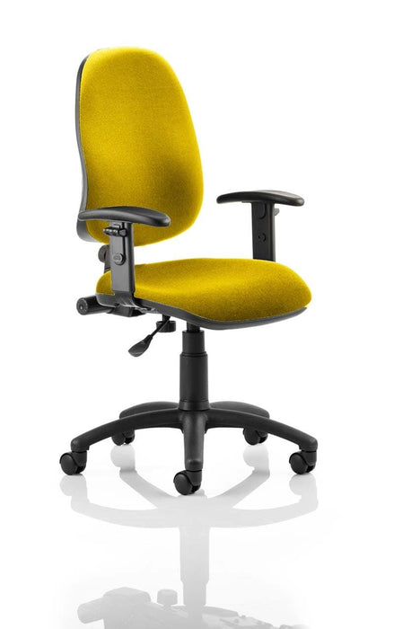 Eclipse Plus I Operator Chair Task and Operator Dynamic Office Solutions Bespoke Senna Yellow Matching Bespoke Colour With Height Adjustable Arms