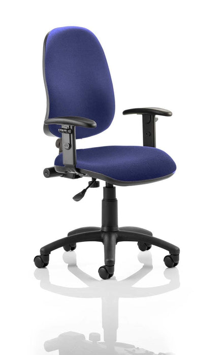 Eclipse Plus I Operator Chair Task and Operator Dynamic Office Solutions Bespoke Stevia Blue Matching Bespoke Colour With Height Adjustable Arms