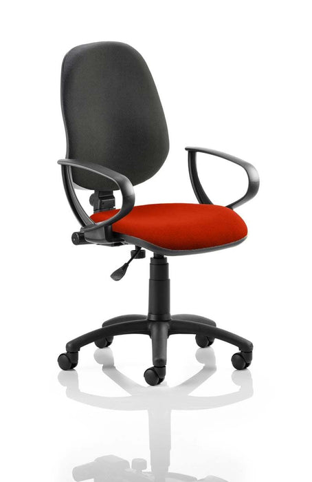 Eclipse Plus I Operator Chair Task and Operator Dynamic Office Solutions Bespoke Tabasco Orange Black With Loop Arms