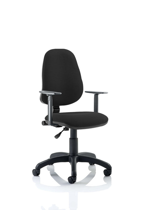 Eclipse Plus I Operator Chair Task and Operator Dynamic Office Solutions Black Fabric Matching Bespoke Colour With Height Adjustable Arms