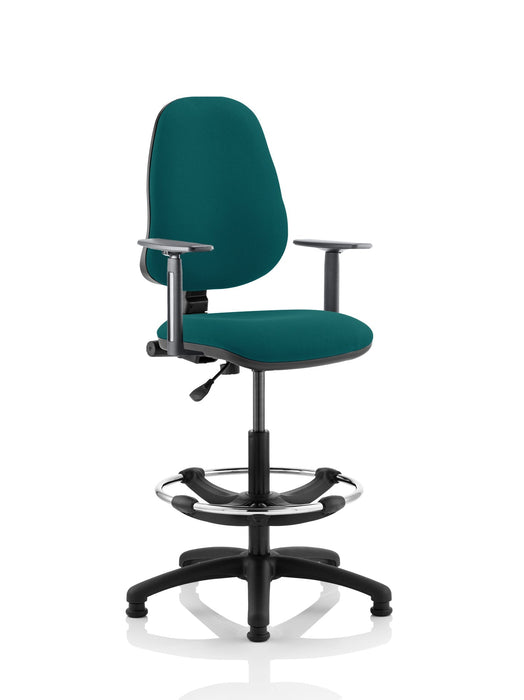 Eclipse Plus I Operator Chair with Hi Rise Draughtsman Kit Task and Operator Dynamic Office Solutions Bespoke Maringa Teal With Height Adjustable Arms 