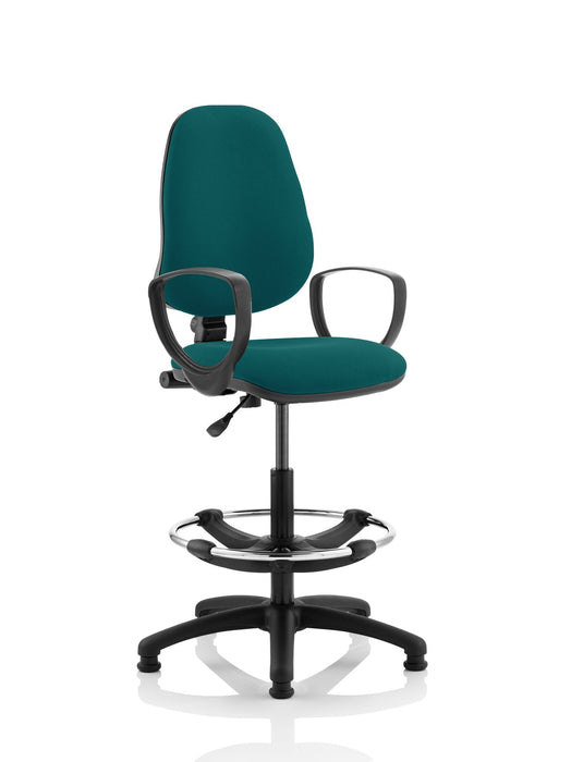 Eclipse Plus I Operator Chair with Hi Rise Draughtsman Kit Task and Operator Dynamic Office Solutions Bespoke Maringa Teal With Loop Arms 