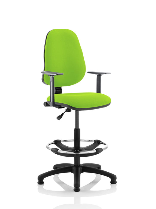 Eclipse Plus I Operator Chair with Hi Rise Draughtsman Kit Task and Operator Dynamic Office Solutions Bespoke Myrrh Green With Height Adjustable Arms 