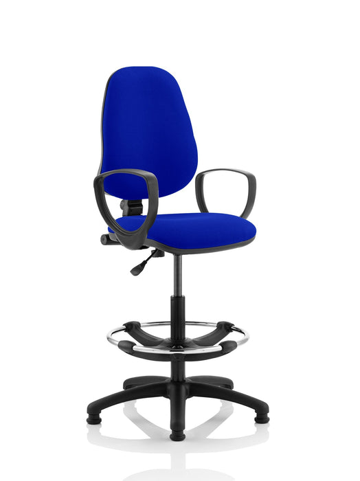 Eclipse Plus I Operator Chair with Hi Rise Draughtsman Kit Task and Operator Dynamic Office Solutions Bespoke Stevia Blue With Loop Arms 