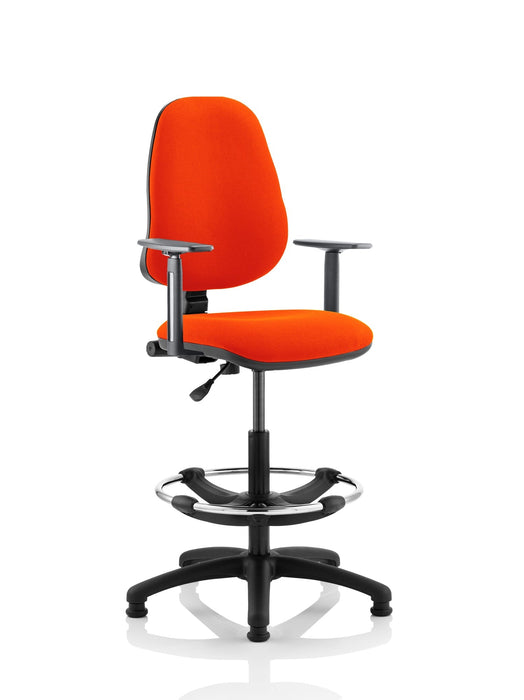 Eclipse Plus I Operator Chair with Hi Rise Draughtsman Kit Task and Operator Dynamic Office Solutions Bespoke Tabasco Orange With Height Adjustable Arms 