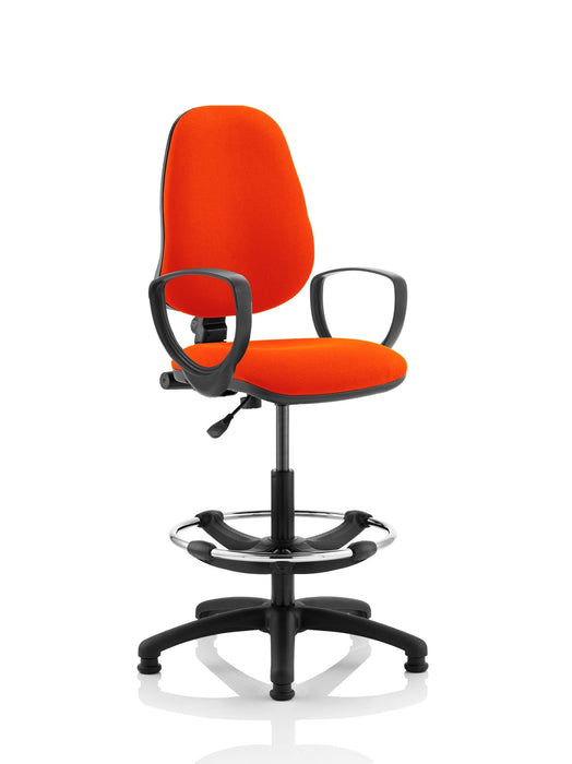 Eclipse Plus I Operator Chair with Hi Rise Draughtsman Kit Task and Operator Dynamic Office Solutions Bespoke Tabasco Orange With Loop Arms 