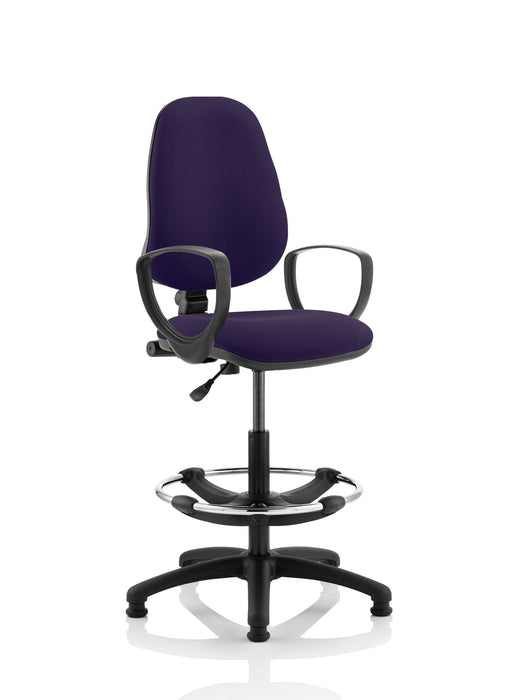 Eclipse Plus I Operator Chair with Hi Rise Draughtsman Kit Task and Operator Dynamic Office Solutions Bespoke Tansy Purple With Loop Arms 