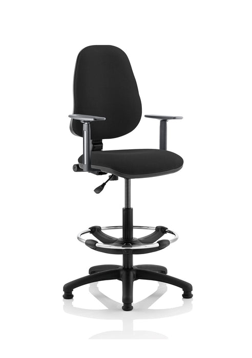 Eclipse Plus I Operator Chair with Hi Rise Draughtsman Kit Task and Operator Dynamic Office Solutions Black Fabric With Height Adjustable Arms 