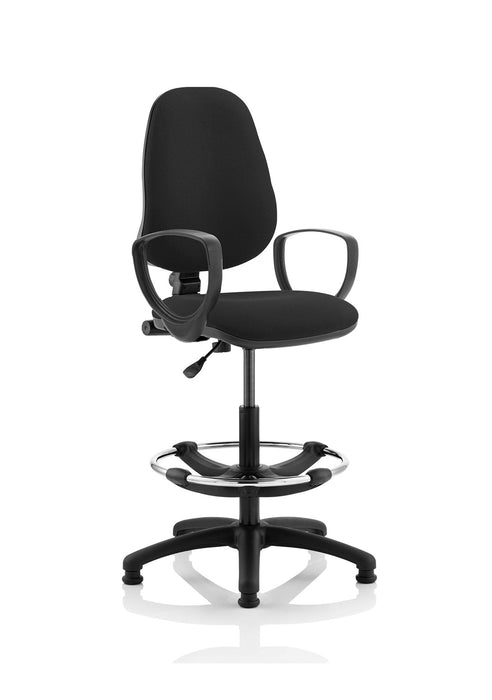 Eclipse Plus I Operator Chair with Hi Rise Draughtsman Kit Task and Operator Dynamic Office Solutions Black Fabric With Loop Arms 