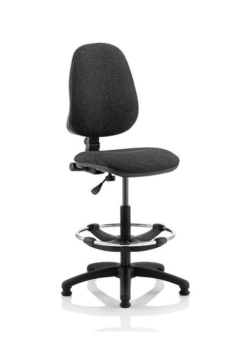 Eclipse Plus I Operator Chair with Hi Rise Draughtsman Kit Task and Operator Dynamic Office Solutions Charcoal Fabric None 