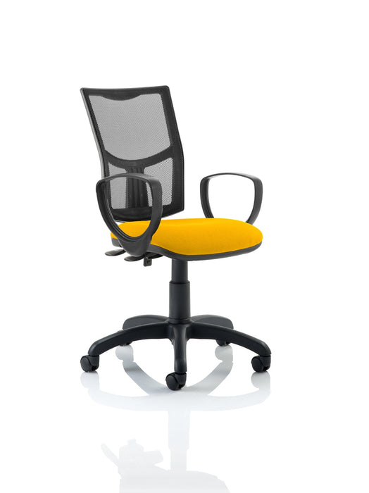 Eclipse Plus II Mesh Back Operator Chair Task and Operator Dynamic Office Solutions Bespoke Senna Yellow With Loop Arms No Draughtsman Kit