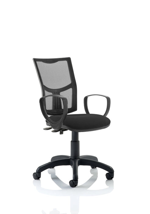 Eclipse Plus II Mesh Back Operator Chair Task and Operator Dynamic Office Solutions Black Fabric With Loop Arms No Draughtsman Kit