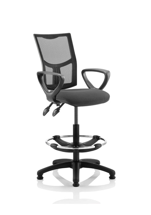 Eclipse Plus II Mesh Back Operator Chair Task and Operator Dynamic Office Solutions Charcoal Fabric With Loop Arms With Draughtsman Kit