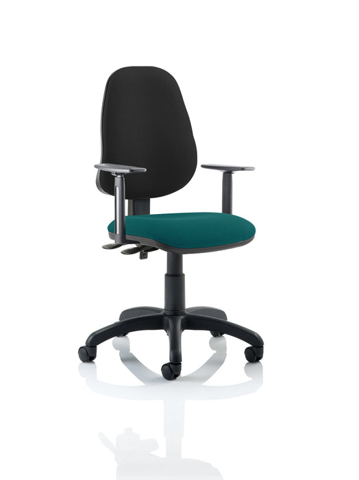 Eclipse Plus II Operator Chair Task and Operator Dynamic Office Solutions Bespoke Maringa Teal Black With Height Adjustable Arms
