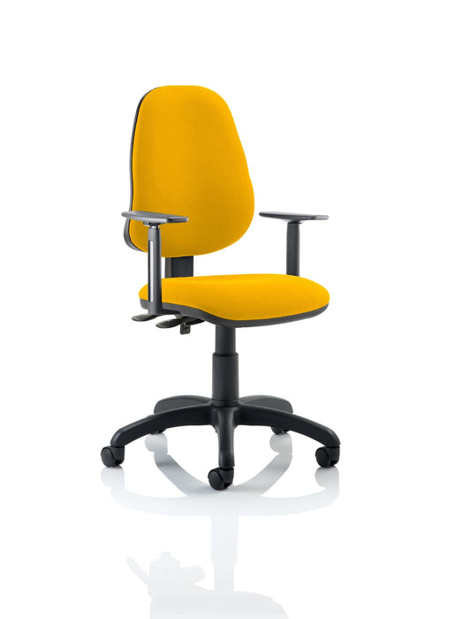 Eclipse Plus II Operator Chair Task and Operator Dynamic Office Solutions Bespoke Senna Yellow Matching Bespoke Colour With Height Adjustable Arms