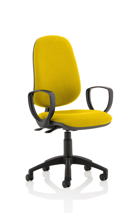 Eclipse Plus II Operator Chair Task and Operator Dynamic Office Solutions Bespoke Senna Yellow Matching Bespoke Colour With Loop Arms