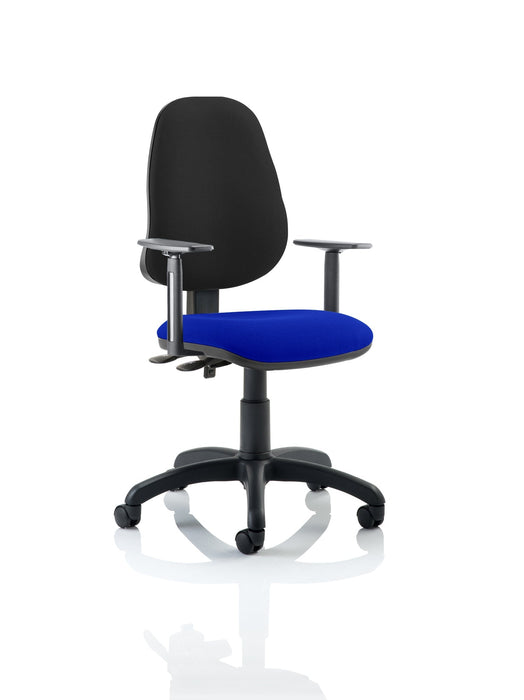 Eclipse Plus II Operator Chair Task and Operator Dynamic Office Solutions Bespoke Stevia Blue Black With Height Adjustable Arms