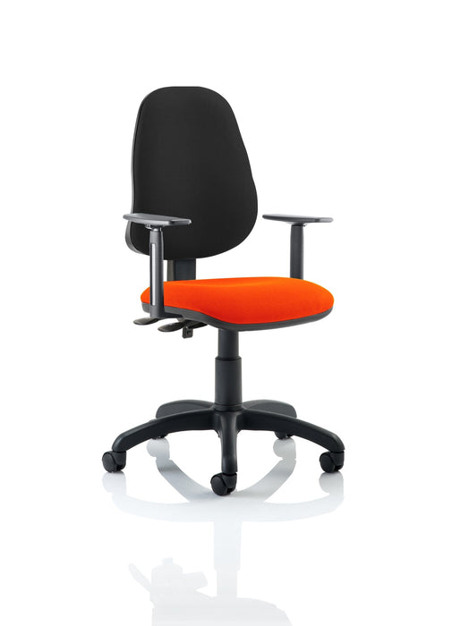 Eclipse Plus II Operator Chair Task and Operator Dynamic Office Solutions Bespoke Tabasco Orange Black With Height Adjustable Arms