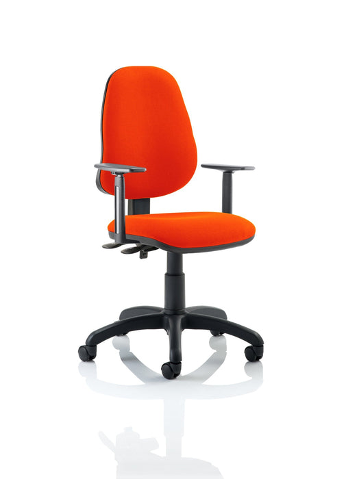 Eclipse Plus II Operator Chair Task and Operator Dynamic Office Solutions Bespoke Tabasco Orange Matching Bespoke Colour With Height Adjustable Arms