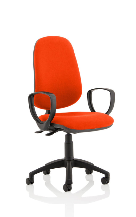 Eclipse Plus II Operator Chair Task and Operator Dynamic Office Solutions Bespoke Tabasco Orange Matching Bespoke Colour With Loop Arms