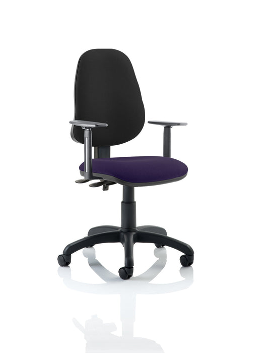 Eclipse Plus II Operator Chair Task and Operator Dynamic Office Solutions Bespoke Tansy Purple Black With Height Adjustable Arms