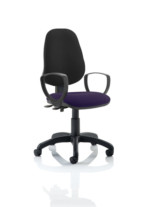 Eclipse Plus II Operator Chair Task and Operator Dynamic Office Solutions Bespoke Tansy Purple Black With Loop Arms