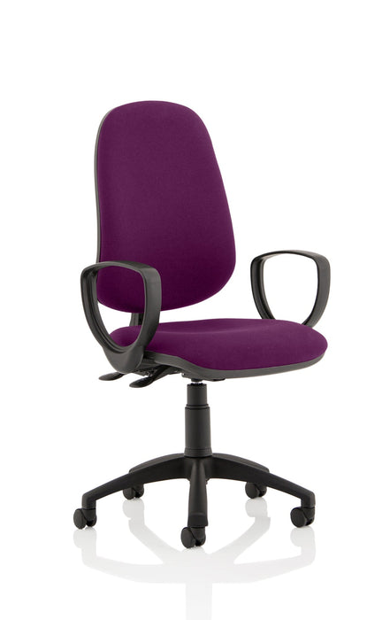 Eclipse Plus II Operator Chair Task and Operator Dynamic Office Solutions Bespoke Tansy Purple Matching Bespoke Colour With Loop Arms