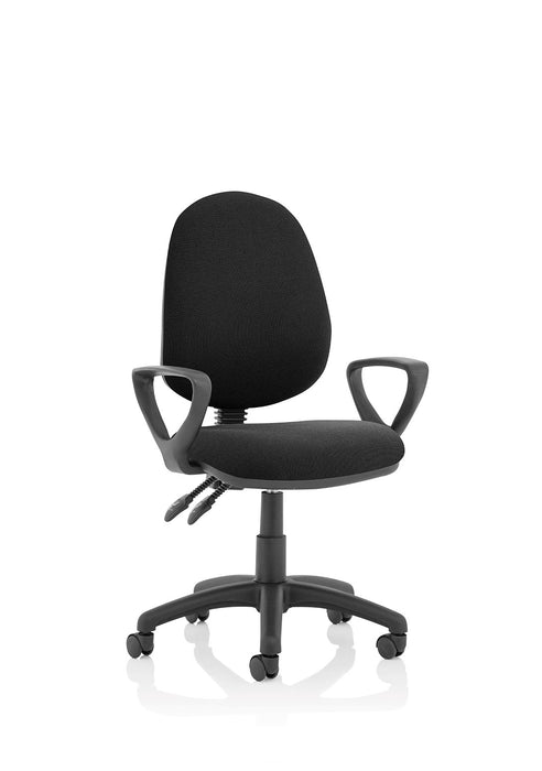 Eclipse Plus II Operator Chair Task and Operator Dynamic Office Solutions Black Fabric Matching Bespoke Colour With Loop Arms